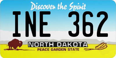 ND license plate INE362