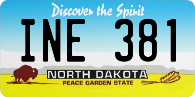 ND license plate INE381