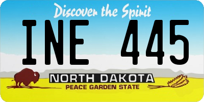 ND license plate INE445