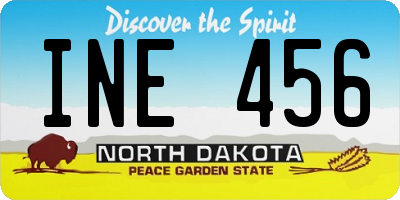 ND license plate INE456