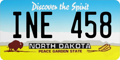 ND license plate INE458