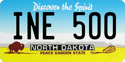 ND license plate INE500