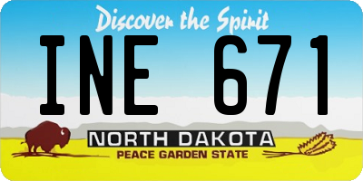 ND license plate INE671