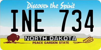 ND license plate INE734