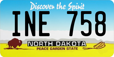 ND license plate INE758