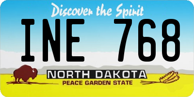 ND license plate INE768