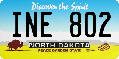 ND license plate INE802