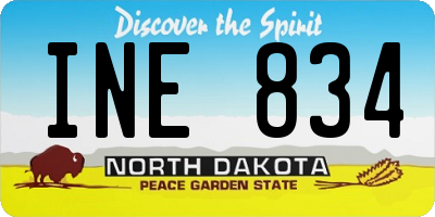 ND license plate INE834