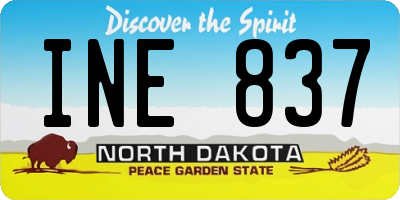 ND license plate INE837