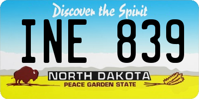 ND license plate INE839