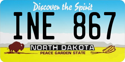 ND license plate INE867