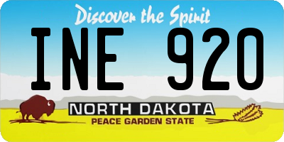 ND license plate INE920