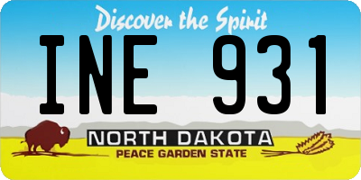 ND license plate INE931