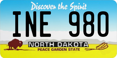 ND license plate INE980
