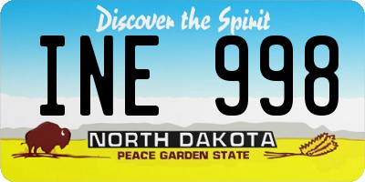 ND license plate INE998