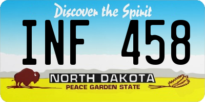 ND license plate INF458