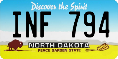 ND license plate INF794