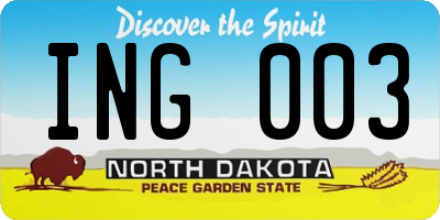 ND license plate ING003