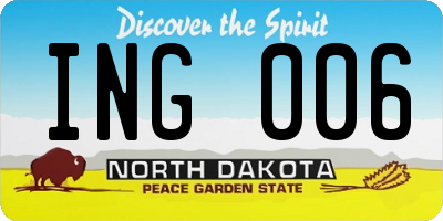 ND license plate ING006