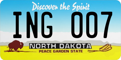 ND license plate ING007