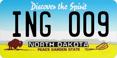 ND license plate ING009