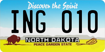 ND license plate ING010