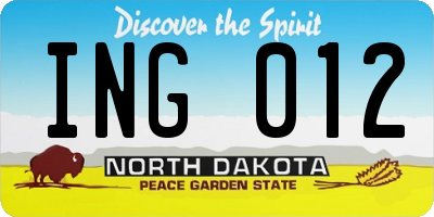 ND license plate ING012