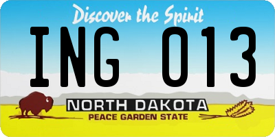 ND license plate ING013