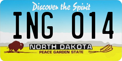 ND license plate ING014