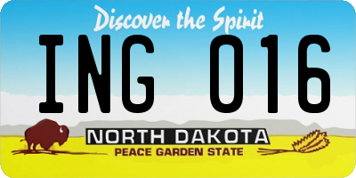 ND license plate ING016