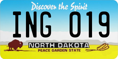 ND license plate ING019