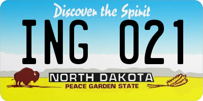 ND license plate ING021