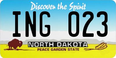 ND license plate ING023