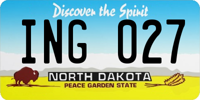 ND license plate ING027