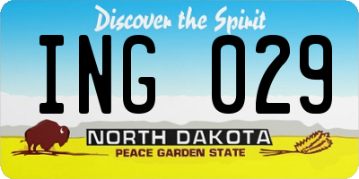 ND license plate ING029