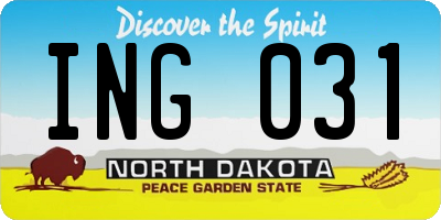 ND license plate ING031