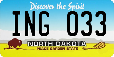 ND license plate ING033
