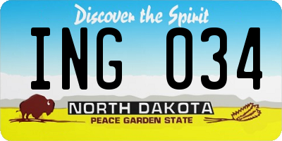 ND license plate ING034