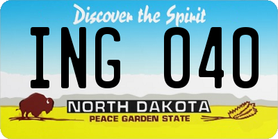 ND license plate ING040