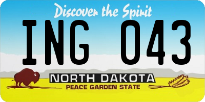 ND license plate ING043