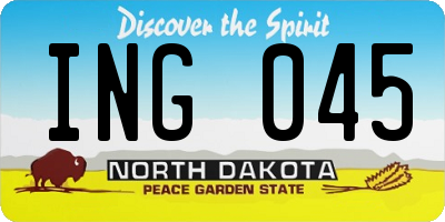ND license plate ING045