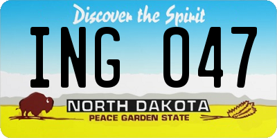 ND license plate ING047