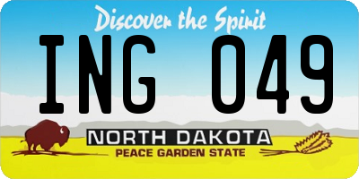 ND license plate ING049