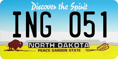 ND license plate ING051