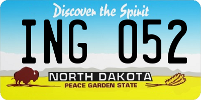 ND license plate ING052