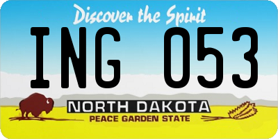 ND license plate ING053