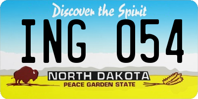 ND license plate ING054