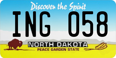 ND license plate ING058