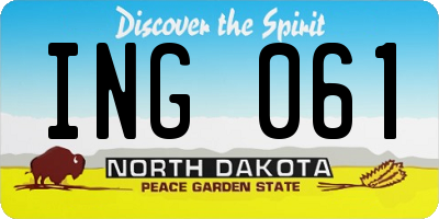 ND license plate ING061