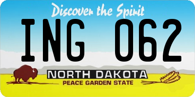 ND license plate ING062